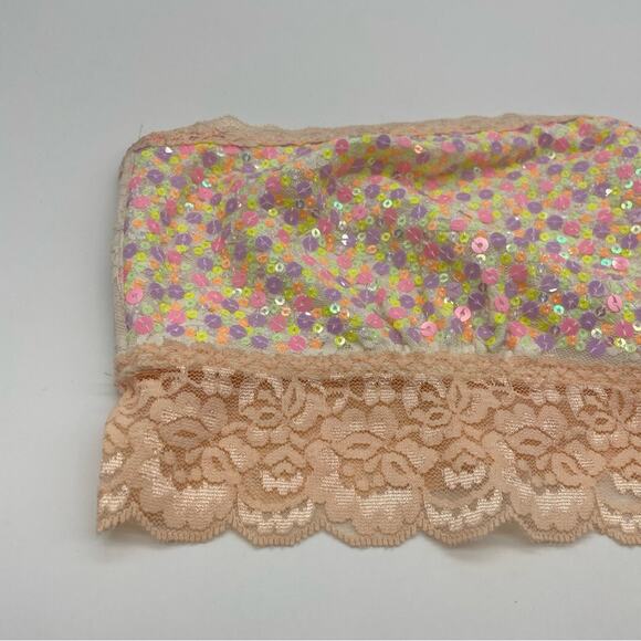 PINK Victoria’s Secret Lace Trim Sequined Bandeau Bra - Picture 3 of 9